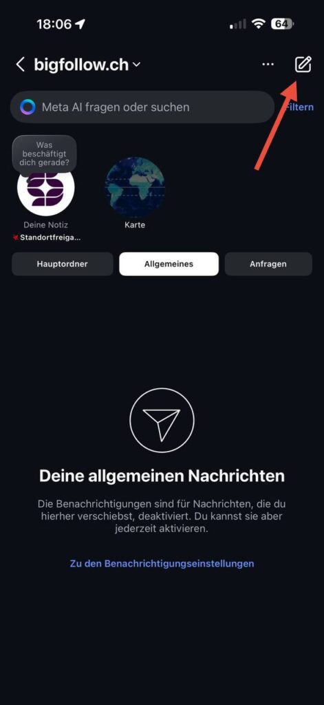 DM über den Posteingang senden