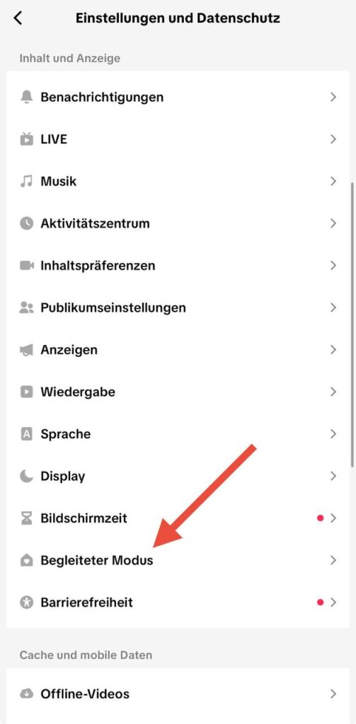 Begleiteter Modus Tiktok