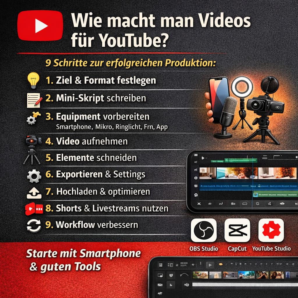 Wie macht man Videos für Youtube - Infografik